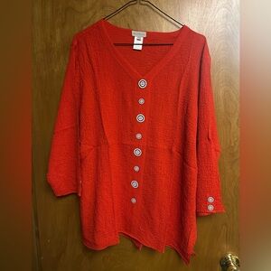 Multiples Vibrant Red Button-Down Shirt NWT